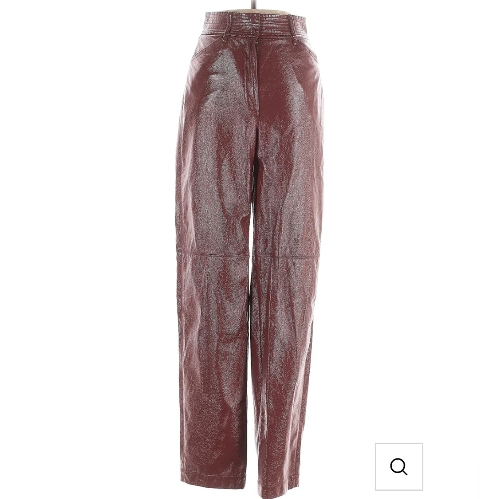 Wilfred Aritzia Chocolate Brown Funky High-Waisted Faux Leather Pants Size 2